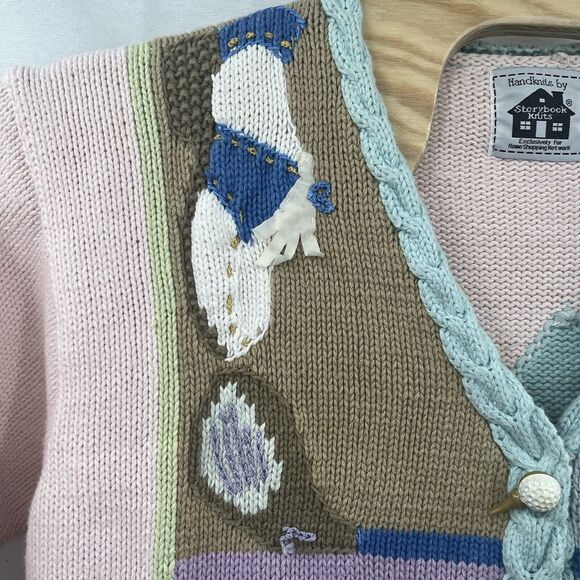 Storybook Knits Women's Cardigan Sweater Golf Novelty Argyle Button Colorful 1X - Picture 4 of 5